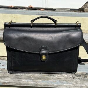 Coach Black Leather Briefcase Beekman Unisex Tote Laptop School Portfolio Vintag